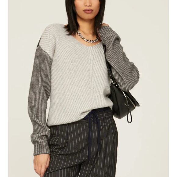 NAADAM Oversized Gray Sweater MEDIUM Slouchy Ribbed Cashmere Wool Designer $375 - Picture 1 of 10